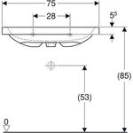 Geberit Aufsatzwaschtisch iCon Light 750x480mm o HL ohne Überlauf weiß KT