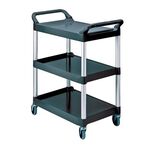 Tischwagen 3Ladeflä. L560xB450mm schwarz/alu Trgf.90kg Holme Alu/Ladeflächen PP