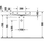 Duravit Waschtisch DURASQUARE COMPACT o ÜL m HLB geschli 600x400mm 3 HL weiß