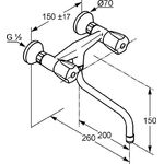 Kludi Spültisch-Wandarmatur STANDARD DN 15 Terralux Griff Metall chr
