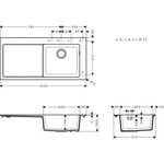 HG Einbauspüle 450 m Abtr. links S514-F450 Betongrau