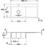V&B Einbauspüle SUBWAY STYLE 60 FLAT 980x490mm Be li Handbet. chrit