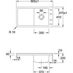 V&B Einbauspüle TIMELINE 50 FLAT 865x475mm Handbet. we