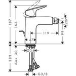 HG Einhebel-Bidetmischer 100 LOGIS DN 15 m ZAG G 1 1/4Zoll mattschwarz