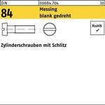Zylinderschraube DIN 84/ISO 1207 Schlitz M1,4x 10 Messing blank gedreht 100St. - VPE: 100