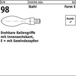 Ballengriff DIN 98 Gewindezapfen E 36 M16 Stahl 10 Stück - VPE: 10