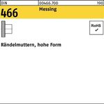 Rändelmutter DIN 466 hohe FormM4 Messing 100 Stück - VPE: 100