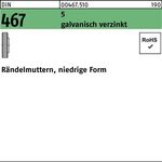 Rändelmutter DIN 467 niedrige FormM3 5 galv.verz. 100 Stück - VPE: 100