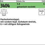 Flachschmiernippel DIN 3404 rundem Kopf/6-kt G 1/4-22 SW 22 5.8 galv.verz. 25St. - VPE: 25