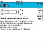 Sechskantschraube ISO 4014 Schaft M20x 85 A 2 - 70 AD-W2 25 Stück - VPE: 25