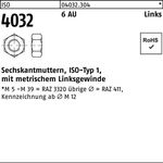 Sechskantmutter ISO 4032 links M18 6 Automatenstahl 50 Stück - VPE: 50