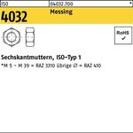 Sechskantmutter ISO 4032 M2,6 Messing 1000 Stück - VPE: 1000