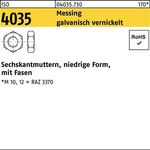 Sechskantmutter ISO 4035 niedrig Fasen M6 Messing galv. vernickelt 100St. - VPE: 100