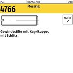 Gewindestift ISO 4766 Kegelkuppe/Schlitz M6x 16 Messing 100 Stück - VPE: 100