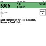 Knebelschraube DIN 6306 losen Knebel DM 20x 90 5.8 brüniert 1 Stück