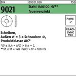 Scheibe DIN 9021 6,4x18x1,6 Stahl 140/100 HV feuerverz. 1000 Stück - VPE: 1000