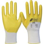 Handschuhe 03405 Gr.9 weiß/gelb PES m.Nitril EN 388 PSA II 12 NITRAS - VPE: 12