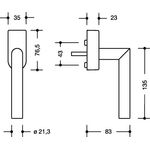 Fenstergriff 162PBFGA.2 PA 92 grau 30mm abschl.HEWI