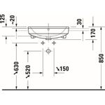 Halbeinbauwaschtisch Duravit No.1 weiß, mit Überlauf, 1 Hahnloch 550x460mm