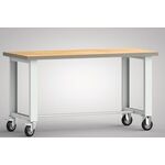 Werkbank B1500xT700xH840mm Buche Multiplex lichtgrau Bock-u.Lenkrollen,VG D125mm