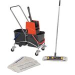 Reinigungswagenset Eimer 2x17l Presse/Stiel/Halter/4 Mopps STA