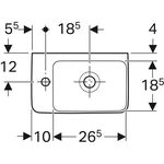 Geberit Handwaschbecken RENOVA COMPACT 400x250mm m ÜL m Hahnloch links weiß KT