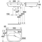 Grohe Waschtisch EURO KERAMIK 1 HL m ÜL 595x482mm PureGuard/awe - VPE: 18