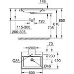 GROHE Einbauwaschtisch Cube Keramik 1 HL m ÜL 600x490mm PureGuard/awe
