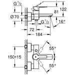 Grohe Einhand-Wannenbatterie LINEARE 1/2Zoll ha graph gebü