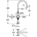 Grohe Zweigriff-Spültischbatterie ATRIO C-Auslauf hard graphite gebürstet