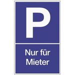 Parkplatzbeschilderung Parken f.Mieter L250xB400mm Ku.blau/weiß