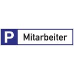 Parkplatzbeschilderung Parkplatz f.Mitarbeiter L460xB110mm Alu.weiß/blau/schwarz