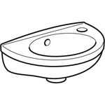 Geberit Handwaschbecken FIDELIO 370x250mm m ÜL m Hahnloch rechts weiß KT