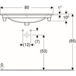 Geberit Möbelwaschtisch RENOVA PLAN mit Hahnloch mit Überlauf 800x480mm weiß