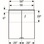 Geberit Spiegelschrank OPTION BASIC mit Beleuchtung, 2 Türen 600x675x140mm