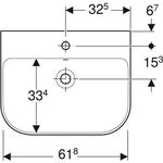 Geberit Waschtisch SMYLE m HL mit Überlauf 650x480mm weiß KT