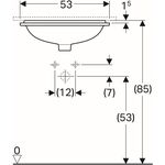 Geberit Unterbauwaschtisch VariForm re. 530x440mm o HL ohne Überlauf weiß