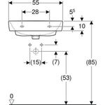 Geberit Waschtisch RENOVA PLAN m HL ohne Überlauf 550x440mm weiß KT
