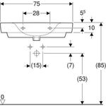 Geberit Waschtisch RENOVA PLAN 750x480mm m Abl. o HL ohne Überlauf weiß