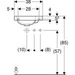 Geberit Handwaschbecken Light iCon 380x280mm o ÜL mit HL rechts weiß KT