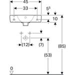 Geberit Handwaschbecken RENOVA COMPACT 450x250mm m ÜL Abl. re HL links weiß