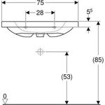 Geberit Waschtisch iCon Light 750x480mm m Abl. o HL ohne Überlauf weiß