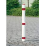 Sperrpfosten STA rot-weiß D.76mm Mit Dreikantschloss u.Bodenhülse m.Spitzkappe