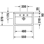 Duravit Waschtisch STARCK 3 COMPACT m ÜL HLB 1 Hahnloch 550x370mm weiß