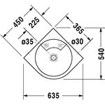 Duravit Eck-Waschtisch ARCHITEC o ÜL m HLB 635x540mm 1 Hahnloch weiß