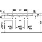 Duravit Möbelwaschtisch HAPPY D.2 m ÜL HLB 1200x505mm geschli 2 HL weiß WG