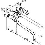 Kludi WF u Br-arm STANDARD SPEZIAL DN 15 schwenkbarer Auslauf 250mm chr
