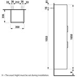 Laufen Hochschrank BASE FÜR PRO S 1650x350x336mm Scharn. links Ulme dunkel