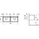 Laufen Waschtischunterbau LAUFEN PRO S 1260x450x390mm 2 Schubl. u 2 Innenschub