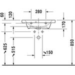 Duravit Waschtisch DURASTYLE COMPACT m ÜL HLB 635x400mm 1 Hahnloch weiß WG